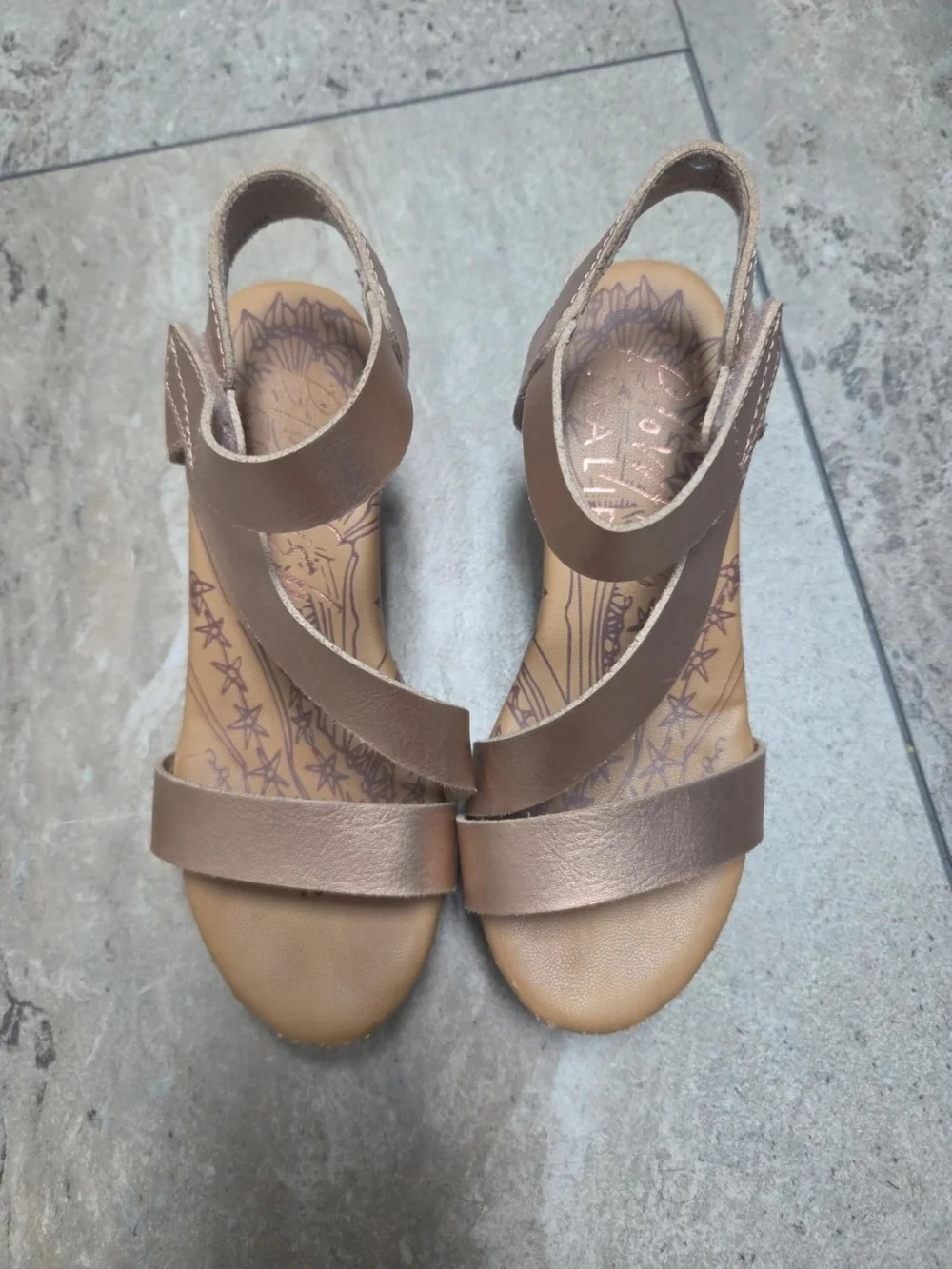 - Blowfish Girls Metallic Rose Gold Wedge Sandals